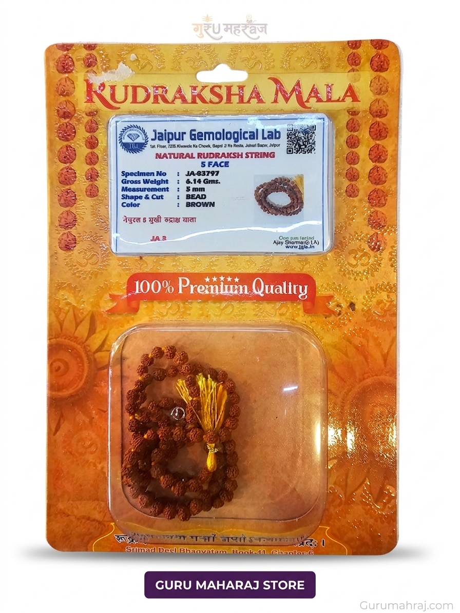 5 मुखी रुद्राक्ष माला 💯 % ओरिजनल लेफ्ट टेस्ट